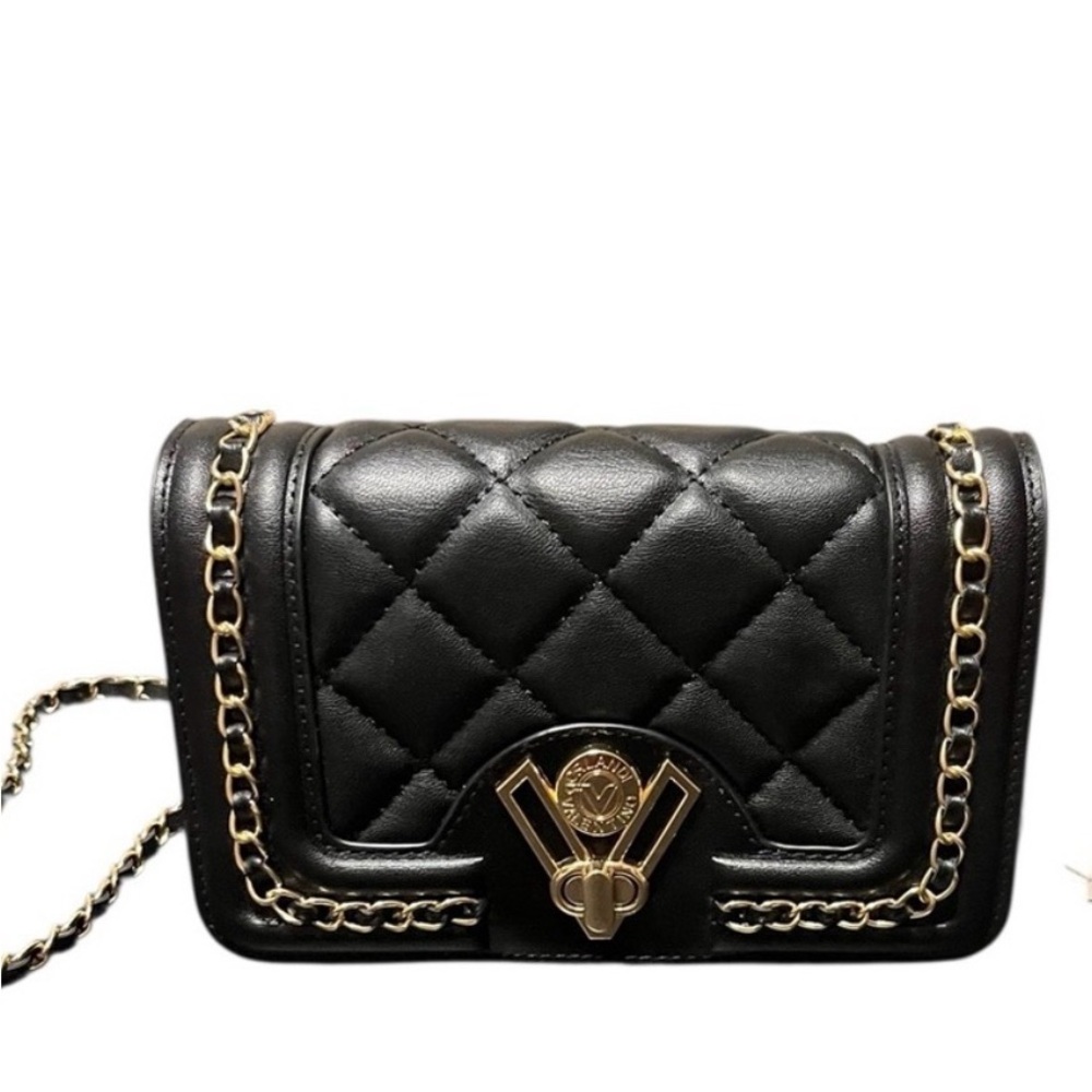 Valentino Orlandi Black Vegan Leather Crossbody with Gold Hardware - Picture 11 of 11